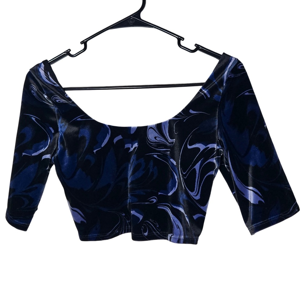 Athleta Exhilarate Velvet Crop A-C Top XS Marble Active Athletic Celestial Soft‎